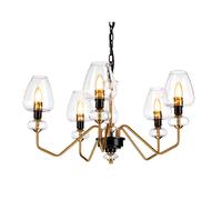 Lustre suspension plafonnier laiton 8 flammes acier verre D 73,2 cm