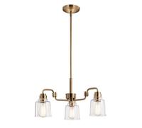 Lustre suspension plafonnier suspension acier verre laiton 3 lampes
