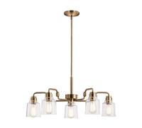 Lustre suspension plafonnier suspension acier verre laiton 5 lampes
