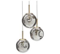 Beliani Lampe Suspension Transparent Verre Lustre Rond Design Moderne | 3 Ampoules, Culot E14, IP 20, Cordon 69 cm, Brossé