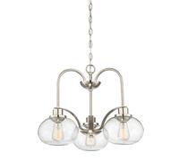 Lustre Trilogy nickel brossé verre bullé 3xE27 Quoizel