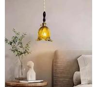 Lustre, V-intage laiton verre fleur pendentif lumières comptoir Table basse cuisine Loft décor pays suspension lampe Luminaire Lustre Art