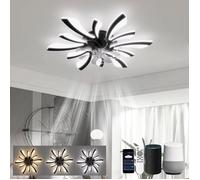 Lustre Ventilateur de Plafond 78cm Luminaire Ventilateur Plafonnier Compatible avec Alexa Minuterie Silencieux 6 Vitesses Réversib