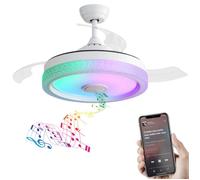Lustre ventilateur déco 107cm cache invisible LED 32W 3 pales ABS vitesses réglables réversibles Ventilateur de plafond
