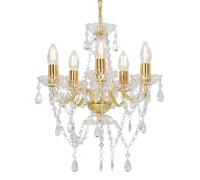 Lustre - vidaXL - Perles de cristal - Doré - 5 x E14 - 38 x 42 cm
