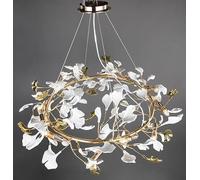 Lustres En Cristal En Forme De Feuille De Ginkgo Pour Table De Salle À Manger, Cuisine, Salon, Chambre, Style Nordique, Suspension En Forme De Longue Branche D'Arbre.,3color Light-ROUND 40CM