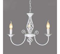 Lustres En Fer Forgé Rétro Lampe Pendentif Style Industriel Lampe Suspendue Rustique Nostalgie E14 Hauteur Suspension Réglable À Manger Cuisine Chambre Salon Plafonnier Cafe Bar,Blanc,3heads