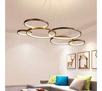 Lustres Moderne LED 88W Lumière Pendentif Avec Dimmable Suspendue Télécommande Aluminium Métal Fer Forgé Hauteur Lampe Suspension Réglable Salon Salle À Manger Bureau Chambre 6Rings Plafonnier