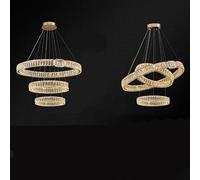 Lustres Modernes de Luxe en Cristal et LED pour la Maison, Villa, Salon, Salle à Manger, suspensions de Plafond, luminaires d'intérieur (3 lumières, D40 60 80CM_Chrome)
