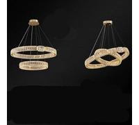 Lustres Modernes de Luxe en Cristal et LED pour la Maison, Villa, Salon, Salle à Manger, suspensions de Plafond, luminaires d'intérieur (lumière Chaude, D40 60 cm, doré)