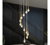 Lustres suspendus en cristal à 12 lumières dorées en forme de goutte de pluie 120 '' / 305 cm de haut Foyers d'entrée Lustres d'entrée StaircaseBig Crystal Bubble 3000-6000K Dimmbale LED Luminaires