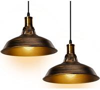 LustreVibe LustreVibe 2 Pack suspension luminaire industrielle style vintage en métal,rétro lustre suspensions d'éclairage intérieur plafonnier abat-jour 27cm for salon chambre restaurent bar, rouille