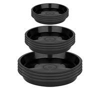 Luter 12 Pcs Soucoupe pour Plantes, 11/18/23 cm Plateaux en Plastique, Rond Jardin, Bacs Egouttement de Pot de Fleur Extérieur et Intérieur Plantes (Noir)
