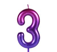 LUTER 2,36 pouces Bougie Chiffre Violet et Bleu, Bougies Anniversaire Numéro Bougies Dégradées Toppers de Gâteau de Cire Décorations pour la Fête sur le Thème de la Sirène Anniversaire de Mariage (3)