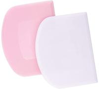 LUTER 2 Pièces 12x9,5cm Corne Pâtisserie - Coupe-pâte Grattoir a Pâte en Plastique pour Cuisine, Pâtisserie, Crêpes (Rose, Blanc)