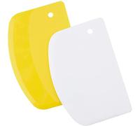 LUTER 2 Pièces 13,5x9cm Corne Pâtisserie - Coupe-pâte Grattoir a Pâte en Plastique pour Cuisine, Pâtisserie, Crêpes (Jaune, Blanc)