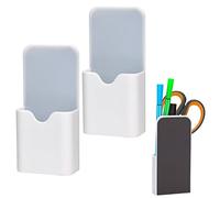 LUTER 2 Pièces Porte-Crayon Magnétique, Porte Marqueur, Pot Stylo Aimanté Organisateur Fournitures de Bureau à Domicile pour Réfrigérateur Tableau Blanc Casier (Blanc)