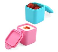 LUTER 2 Pièces Récipients Trempettes pour OmieBox Boîte à Déjeuner, Étanches Récipient à Sauce Récipient à Condiments en Silicone avec Couvercles pour École Pique-Nique Voyage (Rose, Cyan) 030