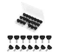 LUTER 20 Pièces M4 x 10 mm Vis Tête Moletée Filetée en Acier au Carbone, Boulons Poignée Moletés Boutons à Manuel de Serrage Rondes Noires (Noir)