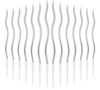 LUTER 24pcs bougies d'anniversaire bougies de gâteau d'anniversaire en spirale longues bougies minces de petit gâteau pour la décoration de fête de mariage d'anniversaire (argent)