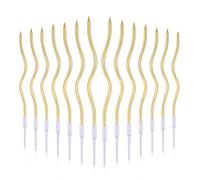 LUTER 24pcs bougies d'anniversaire bougies de gâteau d'anniversaire en spirale longues bougies minces de petit gâteau pour la décoration de fête de mariage d'anniversaire (or)