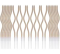 LUTER 24pcs Métalliques Bougies d'anniversaire dans Les Supports Spirale Longues Minces Bougies De Petit Gâteau pour La Décoration De Fête De Mariage d'anniversaire (Champagne)