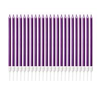 LUTER Bougie Longue Chandelle Violet Bougies d'Anniversaire avec Support Bougies Gâteau pour Décoration Fête Mariage d'Anniversaire(24 Pièces)