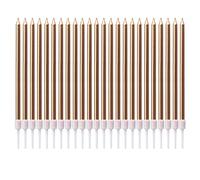 LUTER Métallique Bougie Longue Chandelle Champagne Gold Bougies d'anniversaire avec Support Bougies de Gâteau pour la décoration de fête de Mariage d'anniversaire(24 Pièces)
