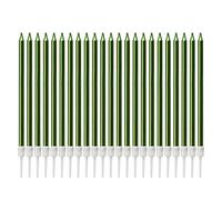 LUTER Métallique Bougie Longue Chandelle Vert Bougies d'anniversaire avec Support Bougies de Gâteau pour la décoration de fête de Mariage d'anniversaire(24 Pièces)