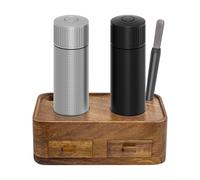 Luvan Ensemble Professionnel De Moulins À Sel Et À Poivre, Moulins Manuels En Métal Rechargeables Avec Support En Noyer, Moulins En Alliage D’aluminium Avec Réglage De La Granularité