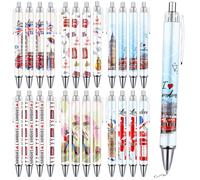 Luvart Lot de 24 stylos à bille rétractables Londres - Souvenirs de Londres - Souvenirs de Londres - Souvenirs de l'Union Jack - Cadeaux du Royaume-Uni - Cadeaux de voyage - Stylos à bille
