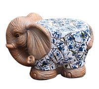 LUVEQLSIT Tabouret de Jardin en Céramique à Motif Éléphant, Décoration Intérieure et Extérieure, Table d'Appoint, Support de Plante, Design Chinois Bleu et Blanc, Base Stable