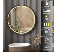 LUVODI Miroir LED pour Salle de Bain Miroir Rond Mural Lumineux avec Eclairage Integre Anti-buée Interrupteur Tactile 80x80cm