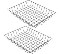 luvtree Lot de 2 grands paniers de bureau coniques en métal noir pour dossiers de lettres et de format A4, magazines, journaux et courriers, plateau de rangement de bureau ouvert pour bureau, maison