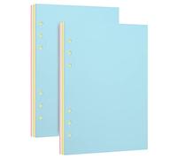 luvtree Lot de 2 paquets de feuilles de recharge vierges A5, pages colorées pour classeur A5 rechargeable à 6 anneaux, inserts de recharge perforés à 6 trous (chacun contient 50 feuilles/100 pages)