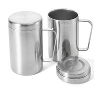 luvtree Lot de 2 tasses à café en acier inoxydable 304 avec couvercle, tasse de voyage isotherme à double paroi de 500 ml, tasse de voyage avec poignée