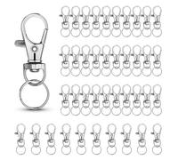 luvtree Lot de 40 mini porte-clés mousquetons en alliage de zinc avec anneaux et crochets à ressort pivotants à 360°, idéal pour le bricolage, la fabrication de bijoux, porte-clés et accessoires