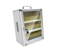 Luwecf Cabinet de Rangement Téléphone Portable avec Porte Vitrée Sécurisée Serrure Double Clé Poignée Ergonomique Structure Aluminium PVC Convient à La Sall, 36 Emplacements