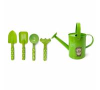 Luwecf Outils Jardinage en métal et arrosoir Enfant, Petit arrosoir ludique pour Jeunes jardiniers, Jardinage ludique, Vert, Outils en Fer Vert + arrosoir de Taille Moyenne