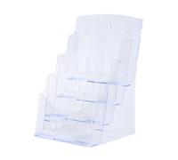 Luwecf Porte-brochures Transparent Support Acrylique Pamphlets Distributeur Menus Flyers Documents Ouverture Large Antidérapant Adapté Espace Professionnel S, 3 niveaux 23.5x17.3x32cm
