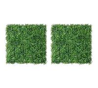 LUWENER 2PCS Haie de buis artificielle 1m x 0,5m, Panneaux de mur en herbe artificielle, Panneaux de haie de buis artificielle pour écran de confidentialité de clôture (2 pièces, 50 cm * 50 cm)