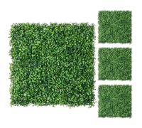 LUWENER Lot de 4 Panneaux Muraux en Buis Artificiel 1m x 1m, Feuilles Artificielles pour Clôture, Brise-vue (4, Feuilles Vertes de Milan)
