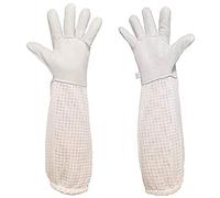 Luwint Gants d'apiculture en peau de chèvre avec 3 couches de manches en maille ventilée et poignets élastiques pour l'apiculture et le jardinage (taille S)