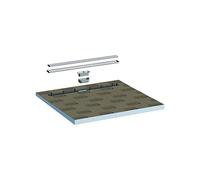 LUX ELEMENTS Receveur de douche étanche prêt à carreler, avec caniveau, dimensions 90 x 90 cm, TUB-LINE Q1 900 LTUBE94002, gris