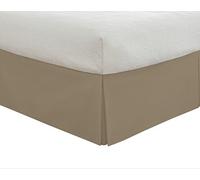 Lux Jupe de lit Classique plissée sur Mesure pour hôtel Longueur de Chute de 35,6 cm, lit jumeau, Moka