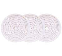 Lux Metal - Ensemble de 3 Disques de Polissage en Coton (200 mm, Trou de 20 mm) - Idéal pour Aluminium, Acier Inoxydable, Laiton, Cuivre, Bronze, Fer - Parfait pour Polir les Métaux et les Chromages