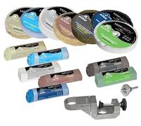 Lux Metal - Kit 7 Disques de Polissage de 100 mm et 7 Pâtes Abrasives de 250 gr + goupille et support - Pour Aluminium, Fer, Acier Inoxydable, Bronze, Marbre - Polissage Métallique Efficace