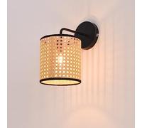 lux.pro Applique Murale Effet Rotin Luminaire Intérieur Style Bohème Lampe Murale en Métal Plastique 25 x 17 x 16 cm Douille E14 Noir Beige