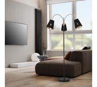 lux.pro Lampadaire avec 3 Douille E14 pour Intérieur Lampe sur Pied Élégante Luminaire Design Intemporel pour Salon Chambre Bureau Métal Polyester Hauteur 154 cm Noir Or
