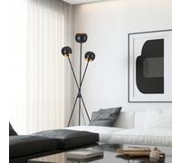 lux.pro Lampadaire avec 3 Douille E14 pour Intérieur Lampe sur Pied Élégante Luminaire Design Intemporel pour Salon Chambre Bureau Métal 161 x 58 cm Noir Or
